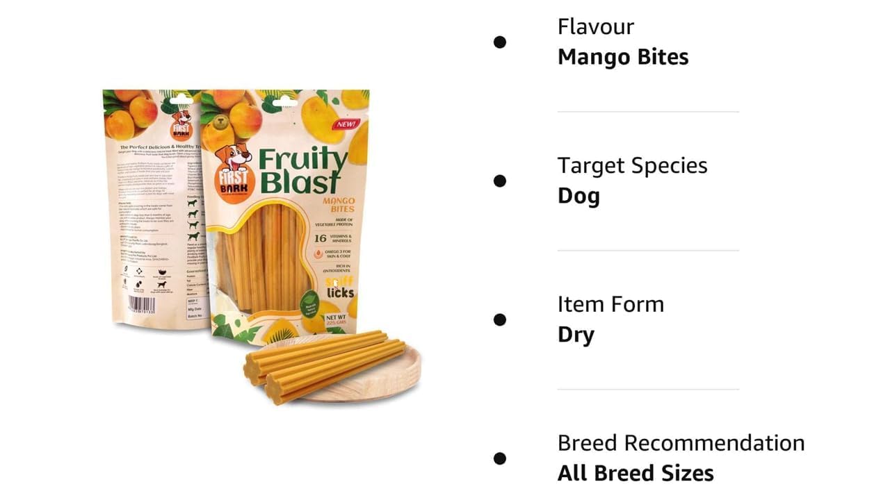 First Bark Fruity Blast Dog Treat Mango 225g (Pack of 1) All Life Stages Sold By Dogsncats