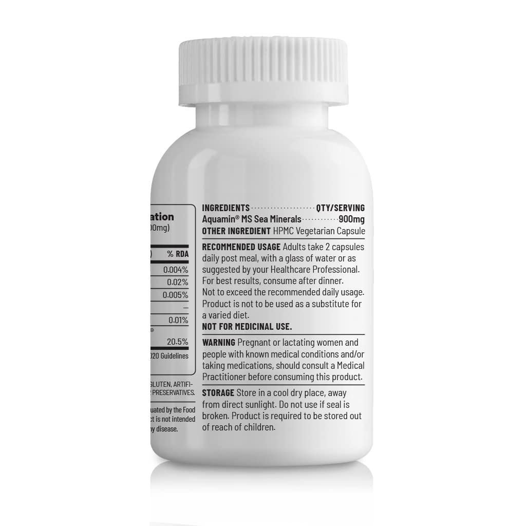 Zephivo Unived Marine Magnesium, Natural Aquamin Magnesium from Sea Water, Supports Enzyme Function & Energy Production, 60 Vegan Capsules