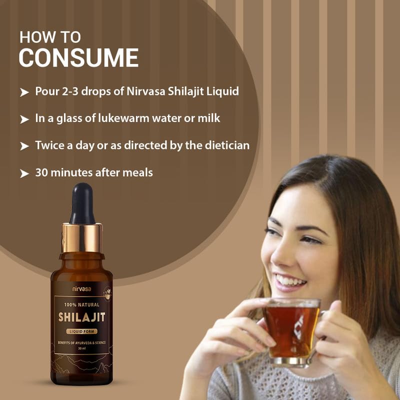 Nirvasa Pure Shilajit Liquid (30ml) | 100% Natural Himalayan Shilajeet Extract | Boosts Energy, Stamina, Strength & Vitality | Supports Immunity, Muscle Health & Performance | For Men & Women