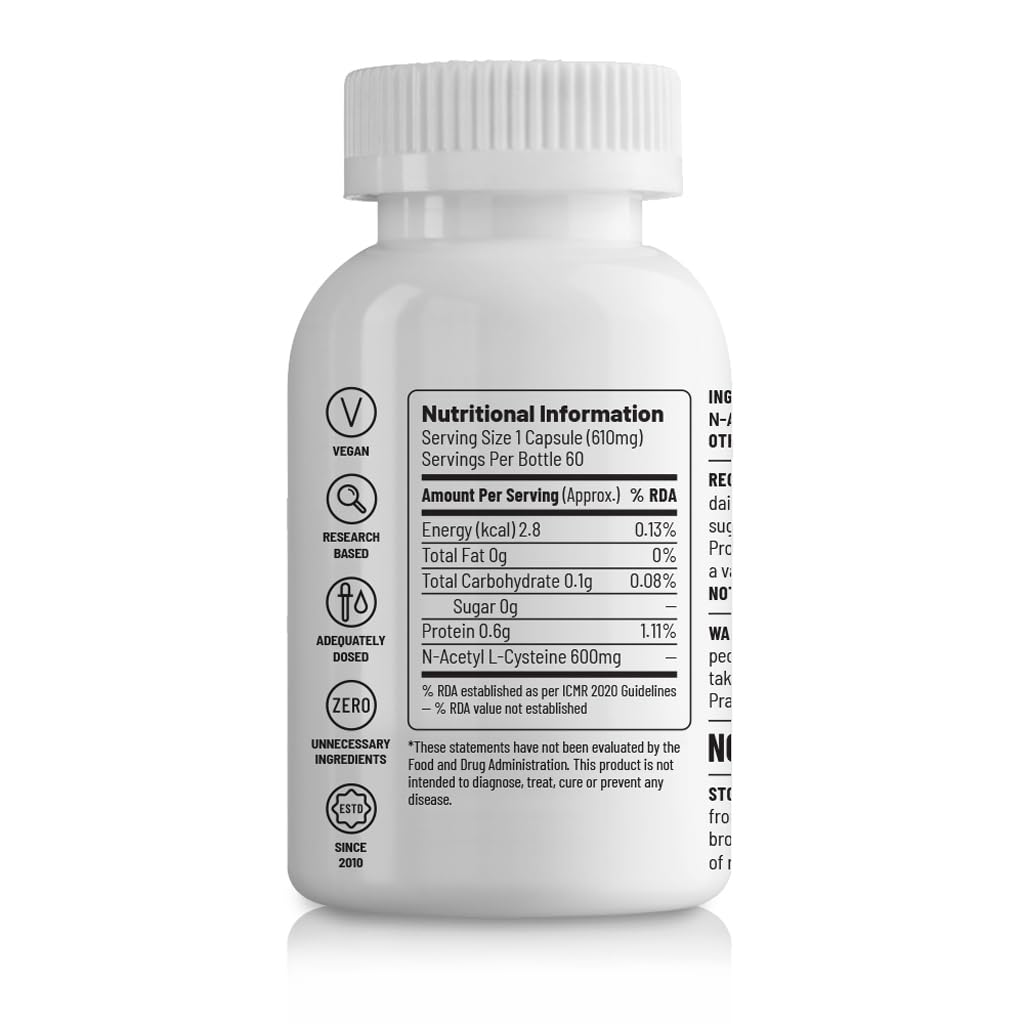 Zephivo Unived NAC | N-Acetyl-L-Cysteine 600mg | Supports Respiratory, Immune, and Skin Health | 60 Vegan Capsules