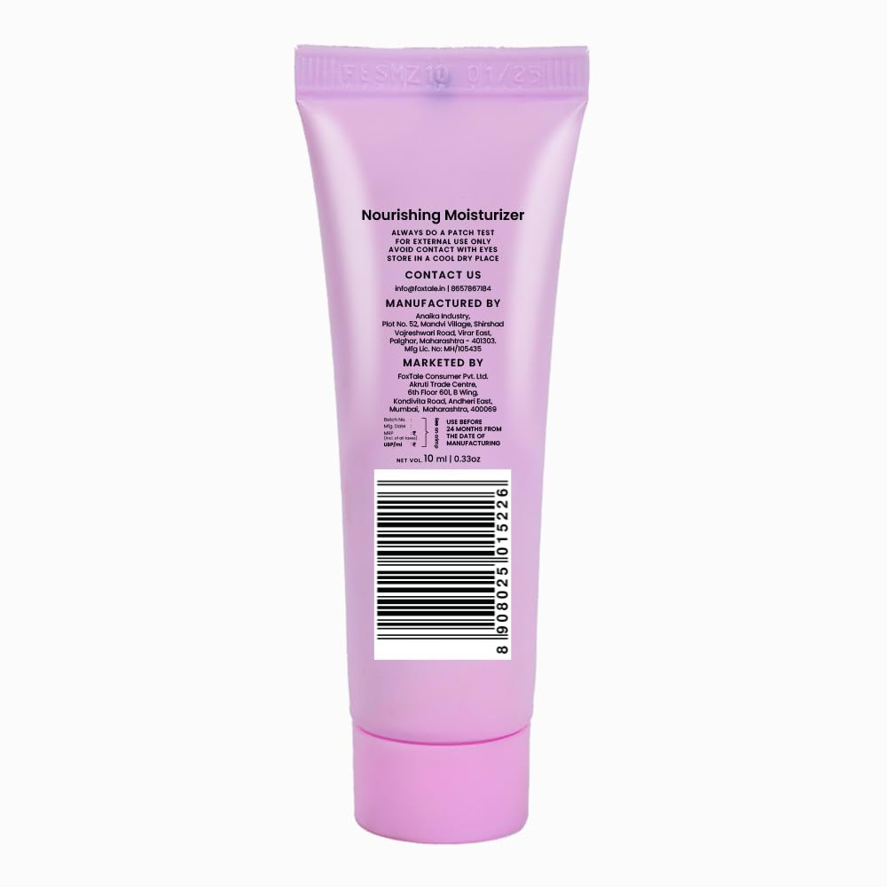 Foxtale Nourishing Face Moisturizer with Niacinamide for 24 Hr Hydration, Lightweight & Non-Sticky, For Soft & Glowing Skin, Men & Women, All Skin Types, 10 ml