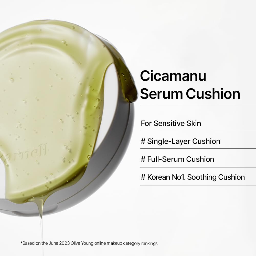 Parnell Cicamanu Serum Cushion Foundation (13C Fair) Hydrating Soothing Korean Cushion Foundation with Centella & Madecassoside, Buildable Coverage, Dewy Finish, Lightweight, Smooth Radiant Glass Skin (15g)