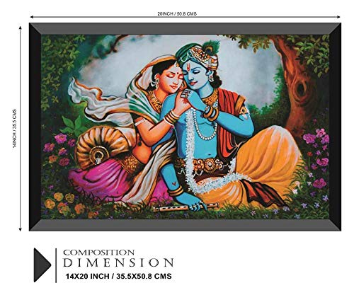 Radha Krishna Design Exclusive Painting with Frame for Home & Office Decoration(35 cm x 50 cm x 3 cm,Religious,Multicolour) SANFM25