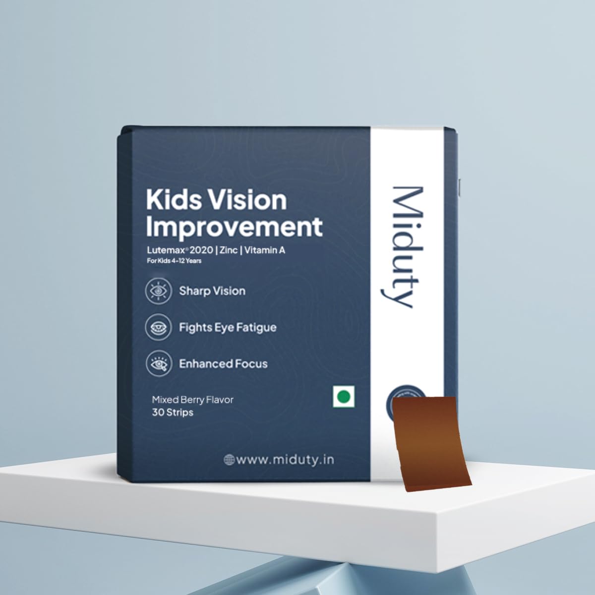 Zephivo Miduty Kids Vision Improvement Strips- Lutemax 2020- Lutein- Zeaxanthin-Astaxanthin- Beta Carotene- Eye Care- Improve Eyesight- Reduce Eye strain - Support Clear Vision- 30 strips