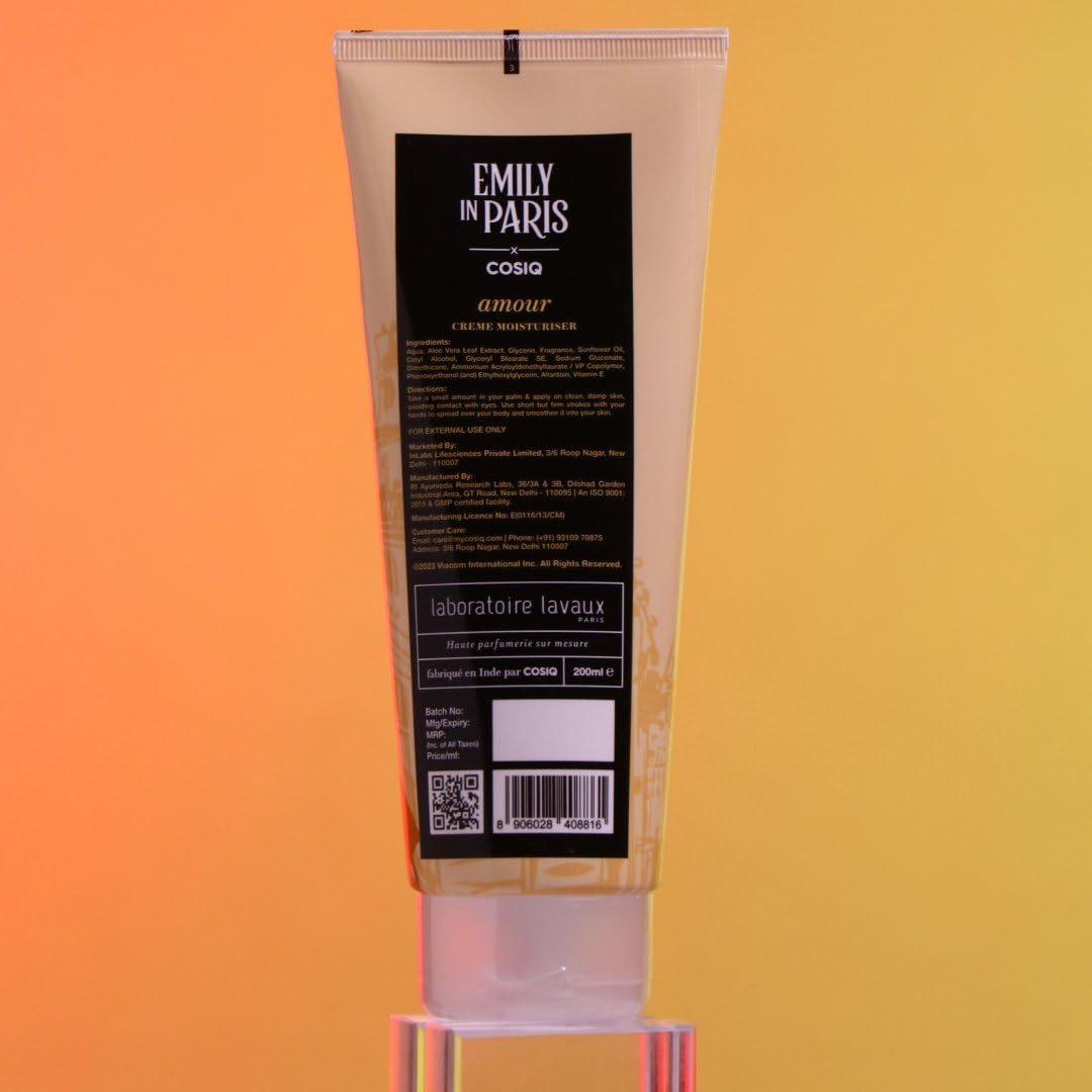Cos-IQ Emily In Paris Amour Soft Light Moisturizer Creme, 200 ml | for Face, Hand & Body, Non-Greasy Cream with Vitamin E | Intense Moisturizing for All Skin Types