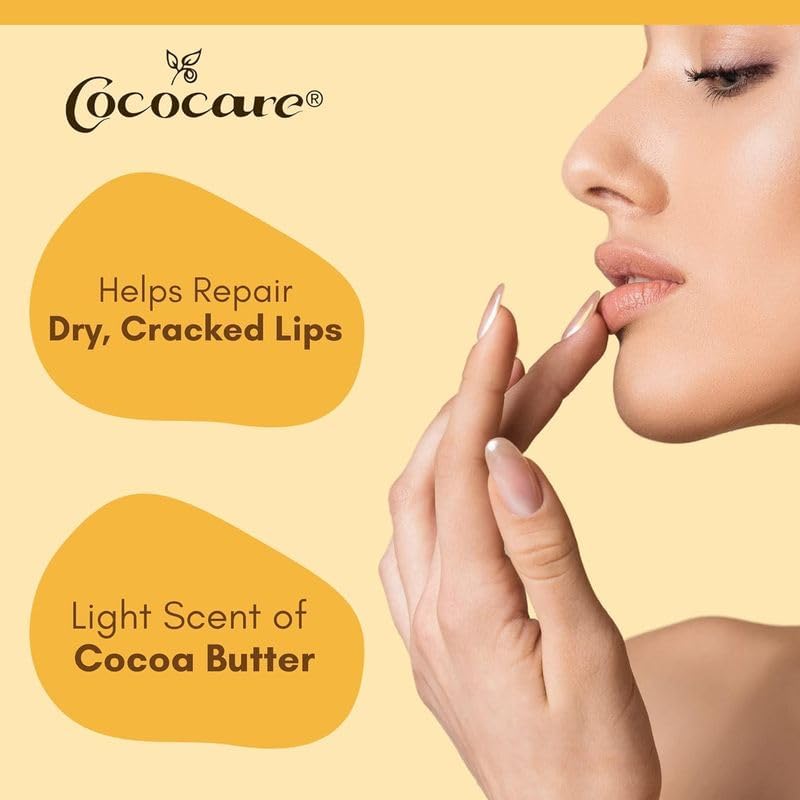 Cococare Cocoa Butter Lip Balm - The Little Yellow Stick Enriched with Natural Cocoa Butter - Conditions & Protects Lips with Hydrating Formula - 0.15oz