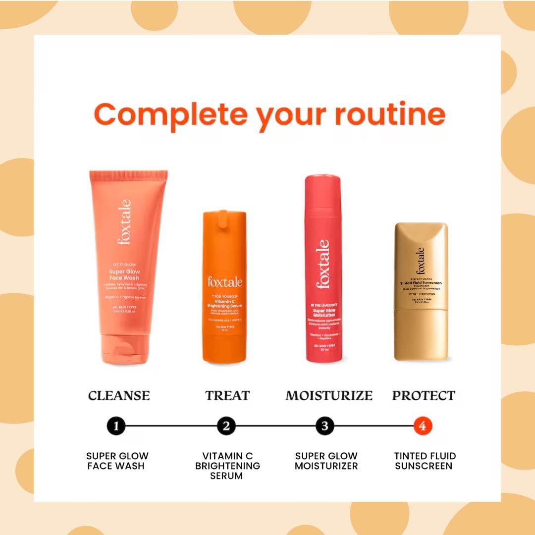Foxtale SPF 50 Tinted Sunscreen PA++++ - Nude | Niacinamide & Vitamin E | UVA/UVB Protection + BB Cream + Foundation in 1 | Blurs Pores, Evens Tone, Non-Oily Glow | Suitable for All Skin Types | 50ml