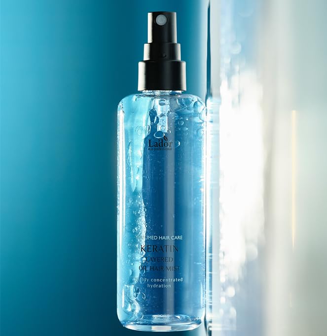 LADOR Keratin Layered Oil Hair Mist (130ml) Korean Keratin Layered Perfume Oil Mist for Heat & Color Protection | Deeply Conditions, Promotes Soft Shiny Hair, Prevents Damage
