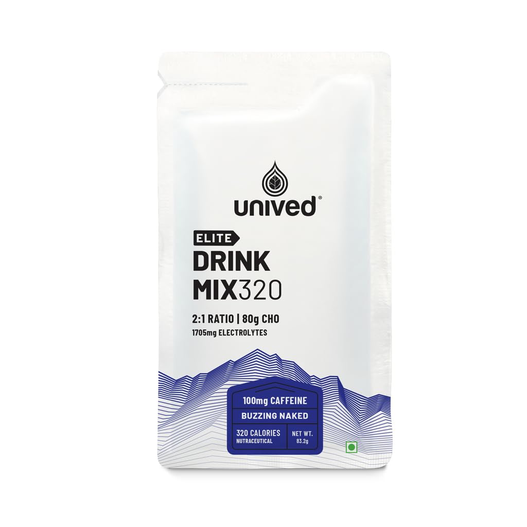 Zephivo Unived Elite Drink Mix 320 | High Calorie Energy Drink | 2:1 Ratio & 80g Carbohydrates with 1705mg Essential Electrolytes | Endurance Athletes Sports Drink (Buzzing Naked (100mg Caffeine))