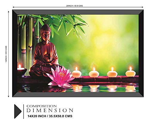 Buddha Design Exclusive Painting with Frame for Home & Office Decoration(35 cm x 50 cm x 3 cm) SANFM27