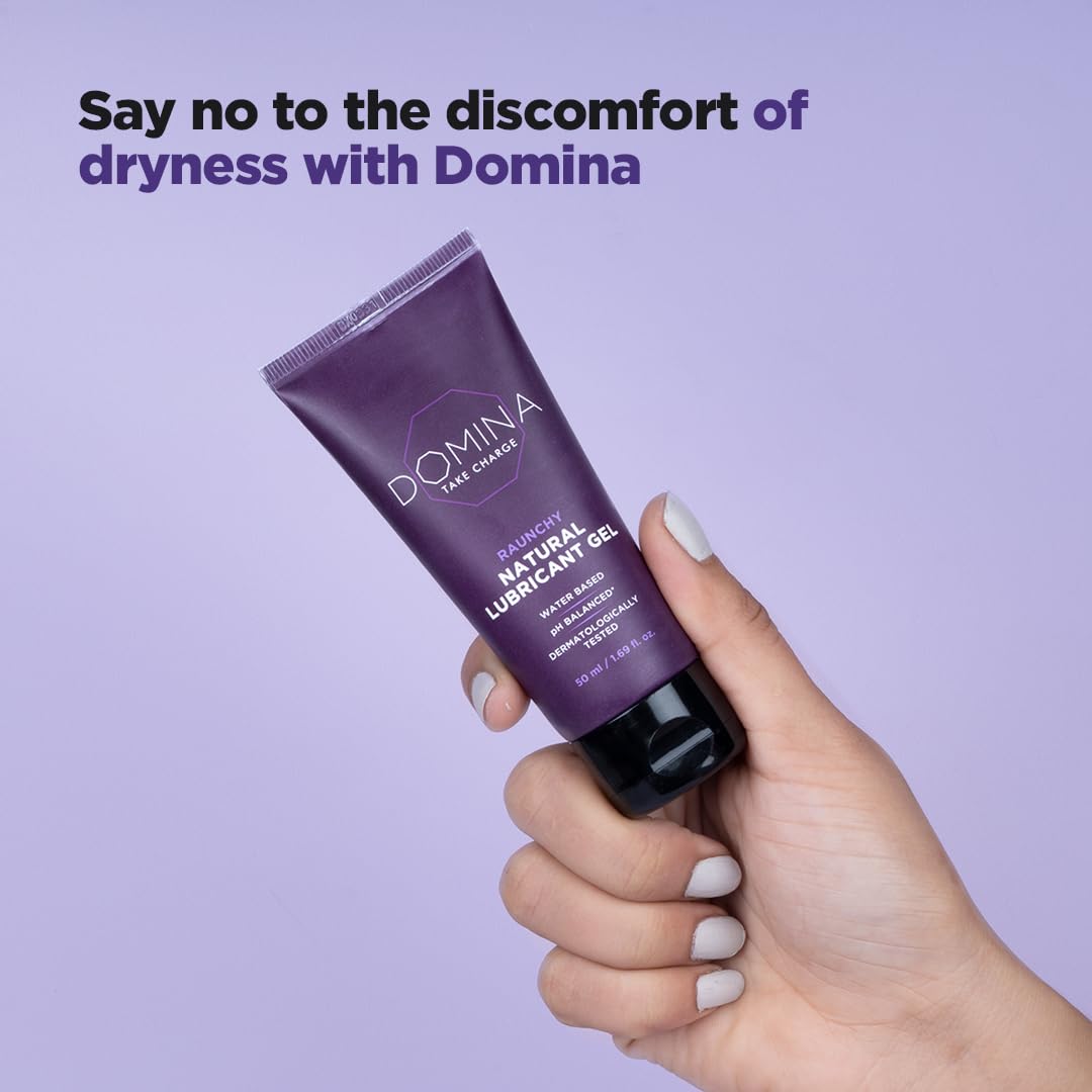 Domina Raunchy Natural Lubricant Gel | 50 ml | pH Balanced| Water-Based | Glycerine Free | Non-Sticky | Lube For Men & Women | Compatible With Condoms And Silicone Toys