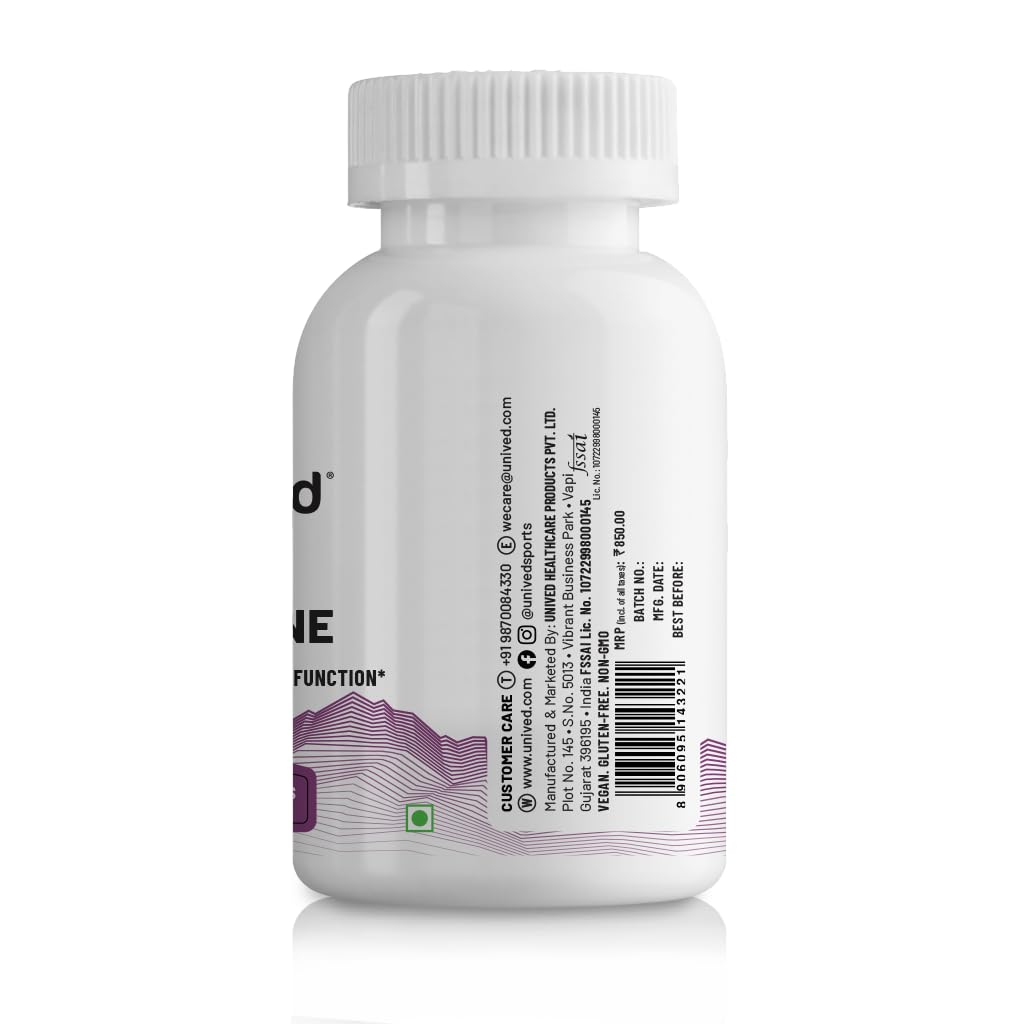Zephivo Unived Acetyl L-Carnitine 500mg | Supercharges Brain Function, Fat Loss, & Reaction Time. | Single Ingredient, Flavorless & Caffeine Free | 60 Vegan Capsules