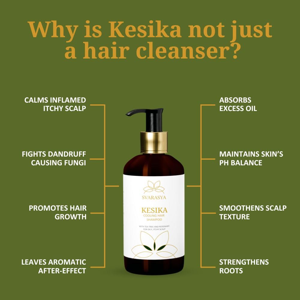Svarasya Kesika Tea Tree, Rosemary & Neem for Itchy & Flaky Anti-Dandruff Shampoo for Men and Women - 200ml