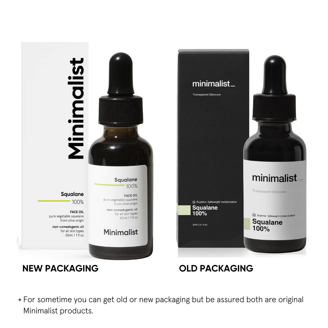 Minimalist Squalane 100% (Plant Derived) Super-Lightweight Face Oil | Improves Skin Hydration, Provides light Moisturization & Reduces Fine Lines | 30 ml