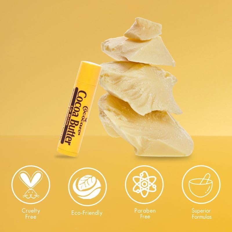 Cococare Cocoa Butter Lip Balm - The Little Yellow Stick Enriched with Natural Cocoa Butter - Conditions & Protects Lips with Hydrating Formula - 0.15oz