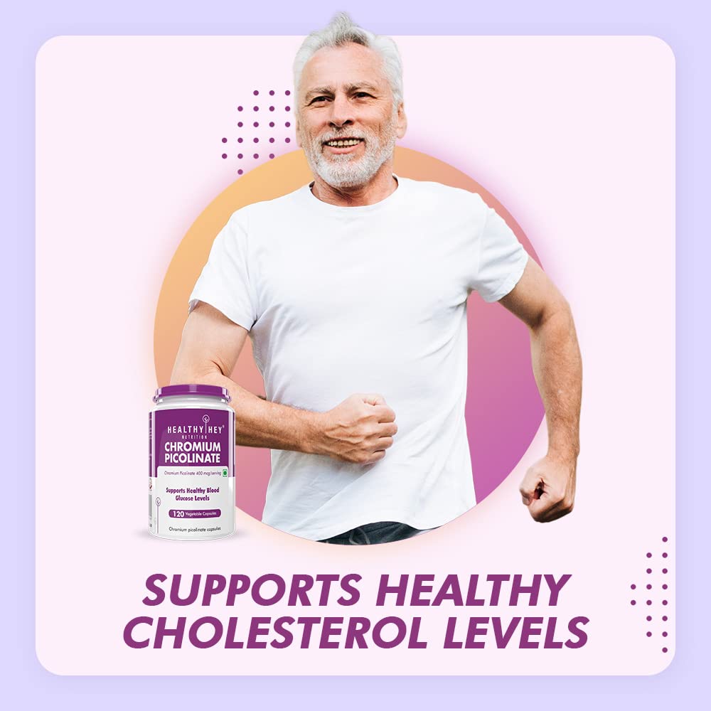 Zephivo HealthyHey Nutrition Chromium Picolinate -Support Glucose Metabolism (High Absorption) 120 Capsules, Non-GMO, Gluten Free