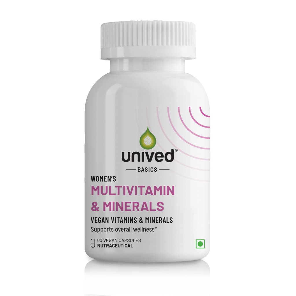 Zephivo Unived Basics Multivitamin & Minerals For Women, 100% Rda Of All Vitamins With Algae Calcium & Plant-Based Vitamin D3 Plus Important Minerals, Complete Formulation For Health & Wellbeing - Capsule