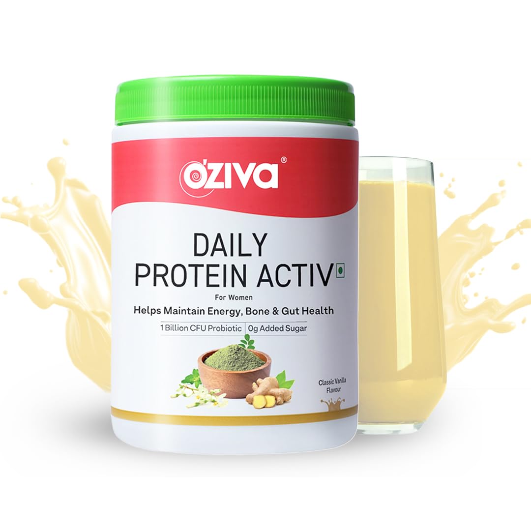 OZiva Daily Protein Activ for Women | Best Protein Powder for Women with 120g Protein, Probiotics, Shatavari for Increased Energy Levels, Bone Health and Hormonal Balance 300g