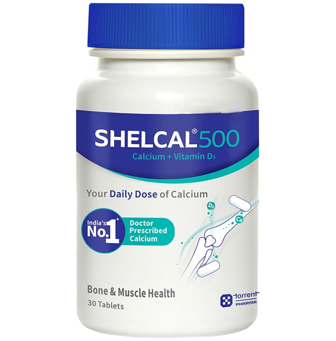 Shelcal 500 calcium with Vitamin D3 (30 tablets) | For Healthy and Strong Bone, Joint & Muscles | India's No. 1 Doctor's Prescribed calcium Supplement - By Torrent Pharma