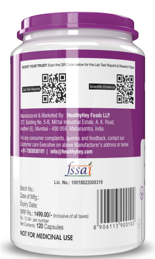 Zephivo Healthyhey Nutrition N-Acetyl L-Cysteine (NAC) - Non-GMO - Gluten Free -Pack of 120 Veg. Capsules