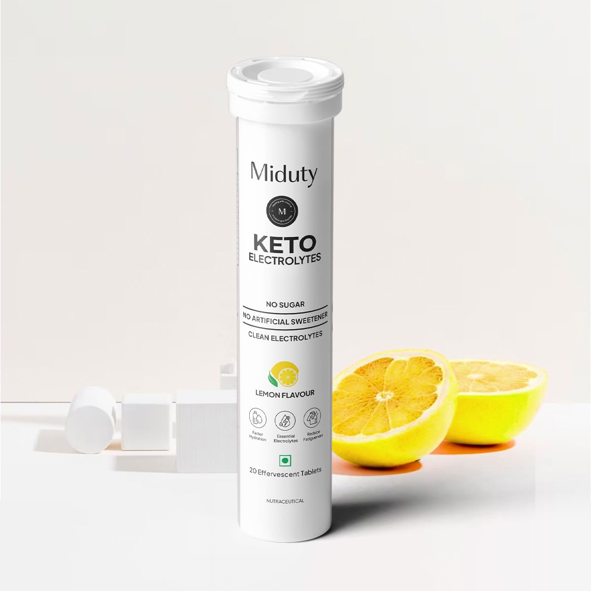 Zephivo Miduty by Palak Notes Electrolytes Drink - Instant Hydration Drink - Lemon Flavor - Sugar-Free Electrolyte Drink - No more fatigue and dizziness - Hydration Electrolyte - 20 Effervescent Tablets