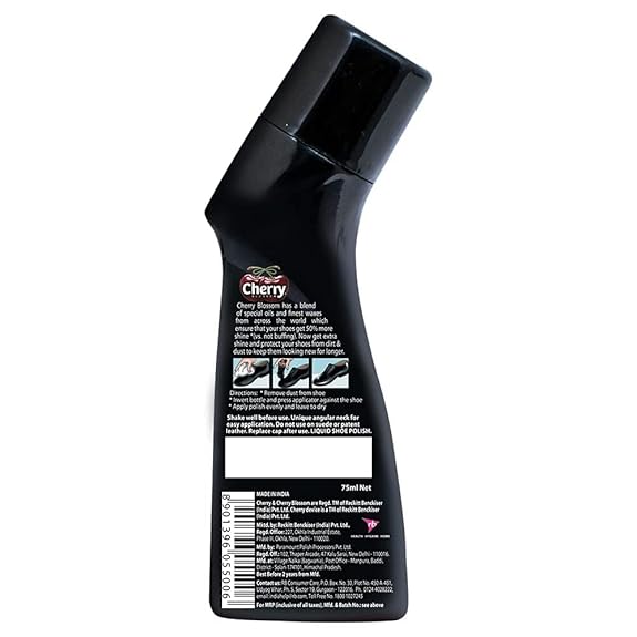 Cherry Blossom Liquid Shoe Polish - 75 ml (Black)