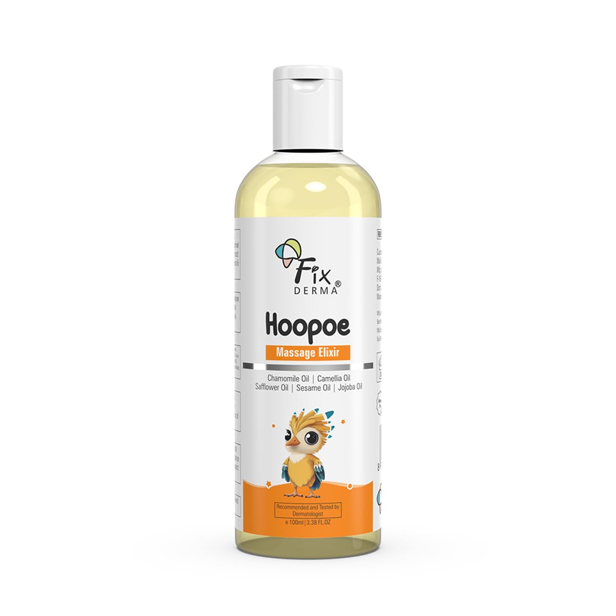 Fixderma Hoopoe Baby Massage Elixir|Baby Oil with Chamomile, Camellia, Safflower, Seasome & Jojoba Oil |Baby Massager Oil | Dermatologist Tested (100 Ml)