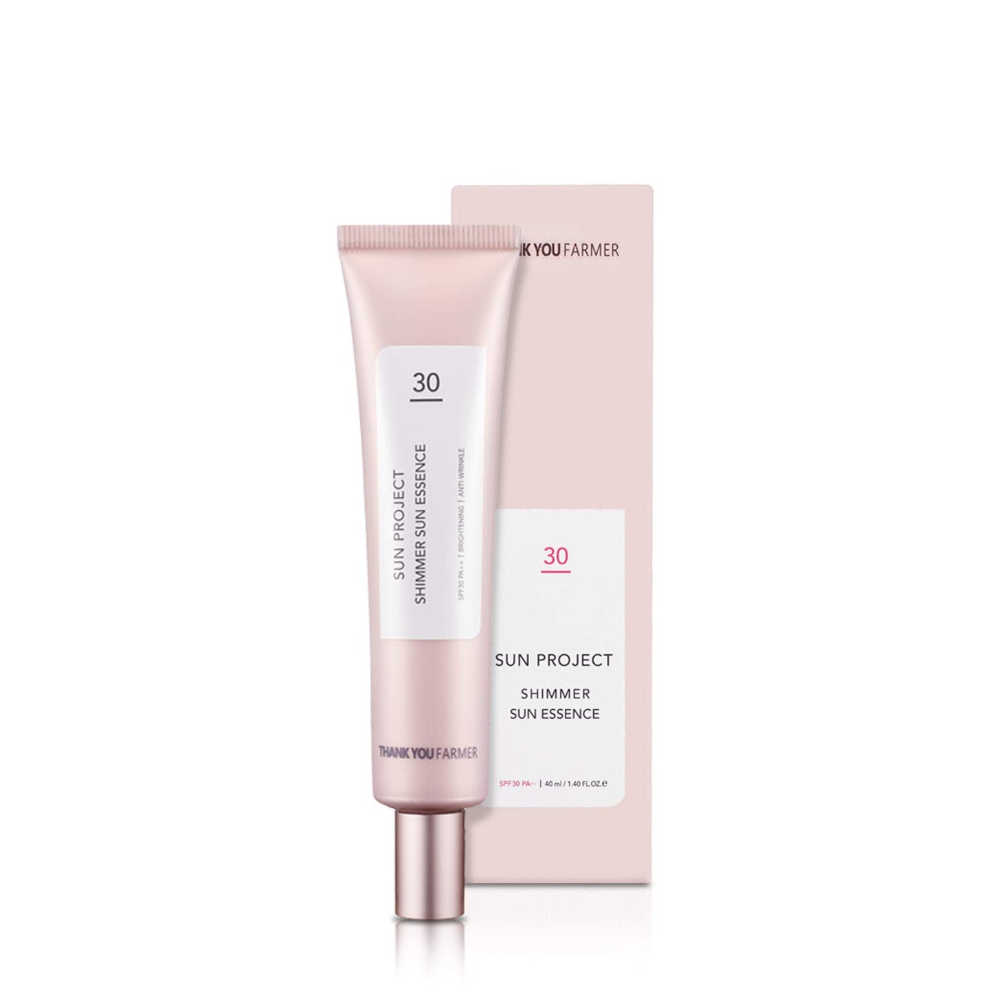 THANKYOU FARMER Sun Project Shimmer Sun Essence SPF30 PA++ (40ml) 3-In-1 Korean Sunscreen, Nourishes, Corrects Skin Tone, Moisturizes, No White Cast, UV Rays & Blue Light Protection, Radiant Glowy Skin, Hydrating, Brightening