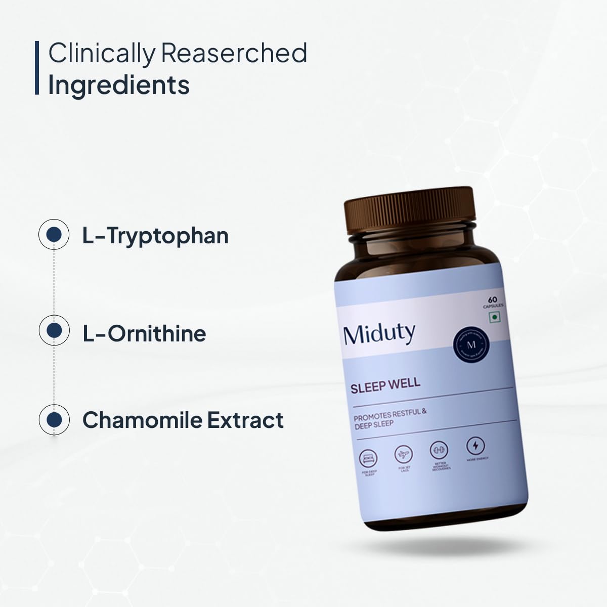 Zephivo Miduty by Palak Notes Sleep Well Capsules - Melatonin - Promote Restful Sleep - Helps in Deep Sleep - Refreshing Night Rest- Pack of 60 Capsules