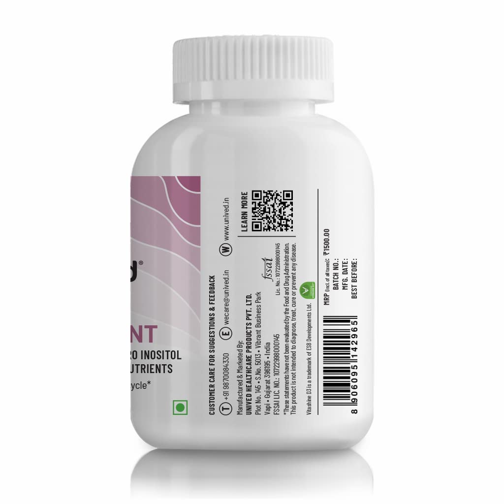 Zephivo Unived PCOS Management, 40:1 Ratio 2000mg Myo-Inositol to 50mg D-Chiro-Inositol with Natural Caronisitol®, for Acne, Facial Hair, Insulin Resistance (1 Month Supply capsules)