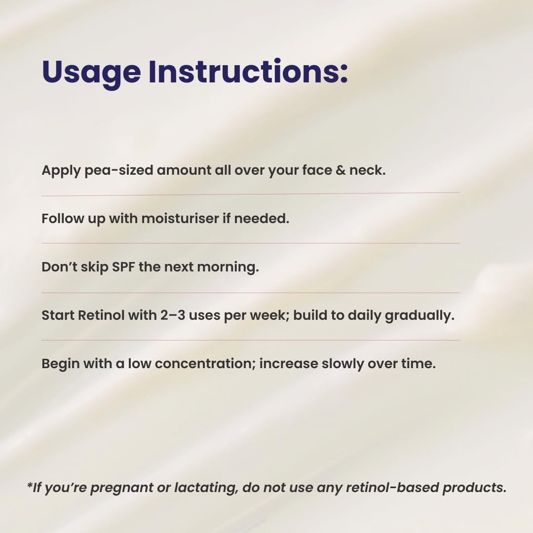 Usage instructions for a skincare product on a beige background