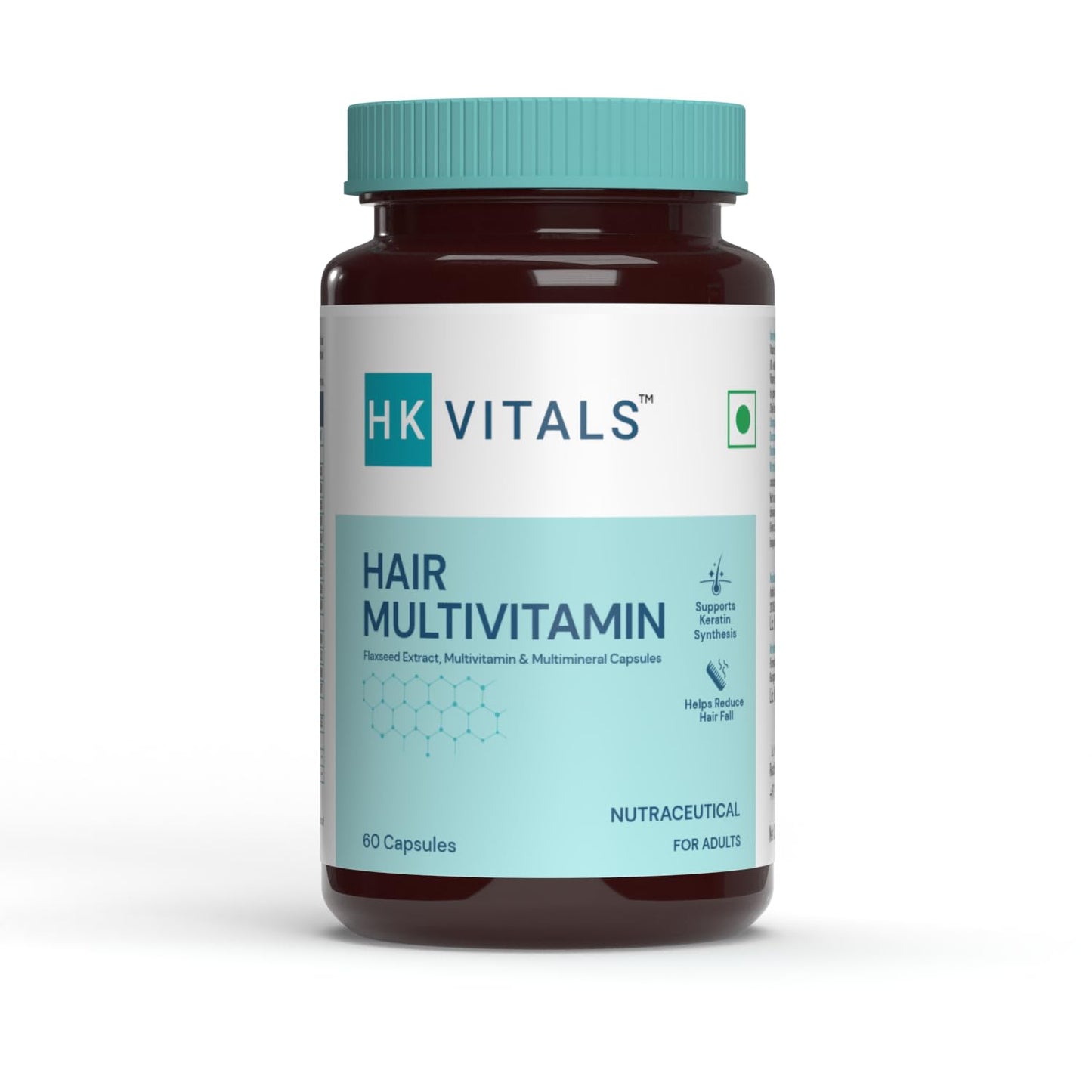 HealthKart HK Vitals Hair Vitamin with DHT Blockers (60 Capsules) | Omega & Biotin, Supports Keratin Synthesis & Helps Reduce Hair Fall