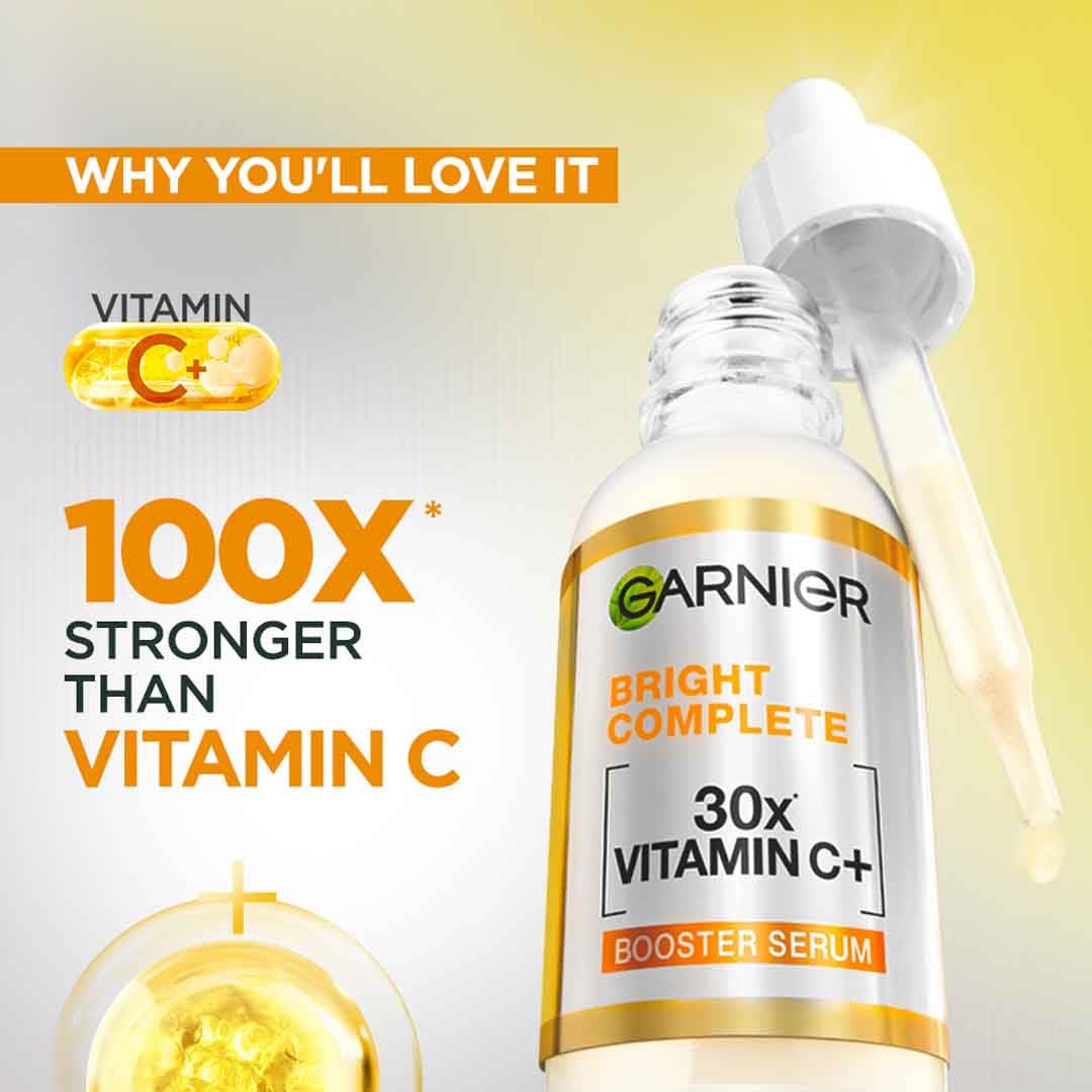 Garnier Vitamin C + Face Serum for Skin Brightening & Anti-Dark Spots|100X Stronger than Vit C |2% Niacinamide 0.5% Salicylic Acid/BHA |Suitable for Oily, Dry, Sensitive Skin |For Men & Women 30ml