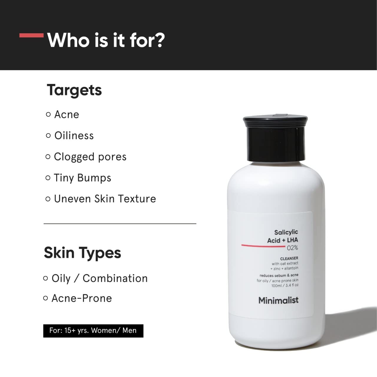 Minimalist Salicylic Acid Face Wash and Body Wash Combo | Anti Acne Cleanser + Shower Gel | For Oily, Acne-Prone Skin | Sulphate (SLS), Dye, & Fragrance Free | For Women & Men