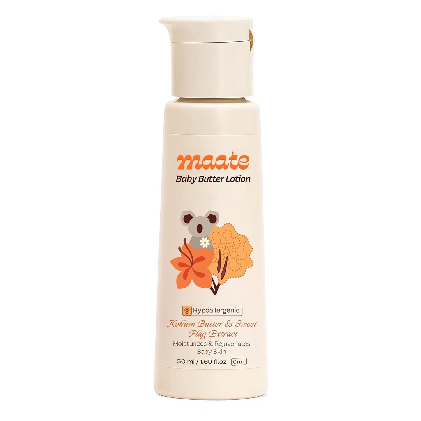 Maate Body Butter Lotion (50ml) | Enriched with Pure Kokum Butter & Sweet Flag Extract | Gentle Cream for Face, Skin & Body | Moisturizing Lotion for Kids 0–12 Years | Body Moisturizer