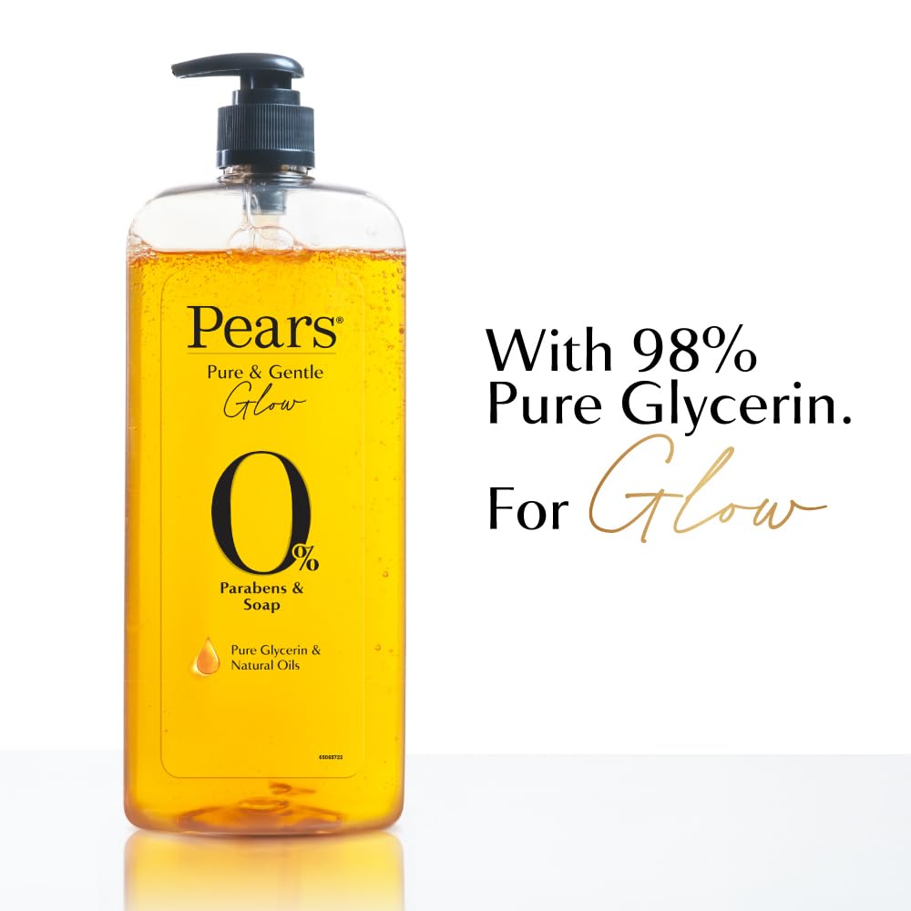 Pears 98% Pure Glycerin Pure & Gentle Bodywash with 0% Parabens & Soap for Hydration & Glow, 750 ml