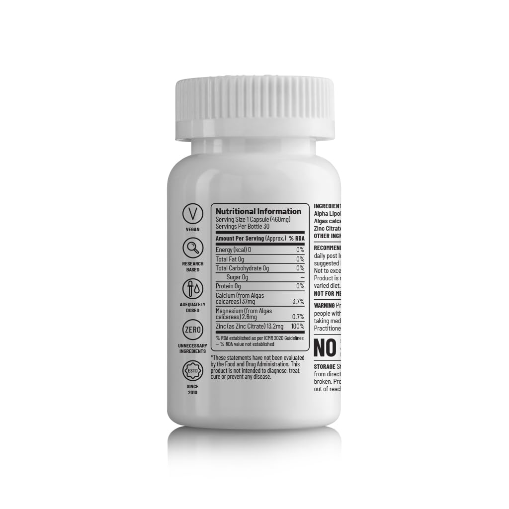 Zephivo Unived Alpha Lipoic Acid 300 mg | Healthy Blood Sugar Level | Boosts Liver Function | Boosts Energy Production | 30 Vegan Capsules |