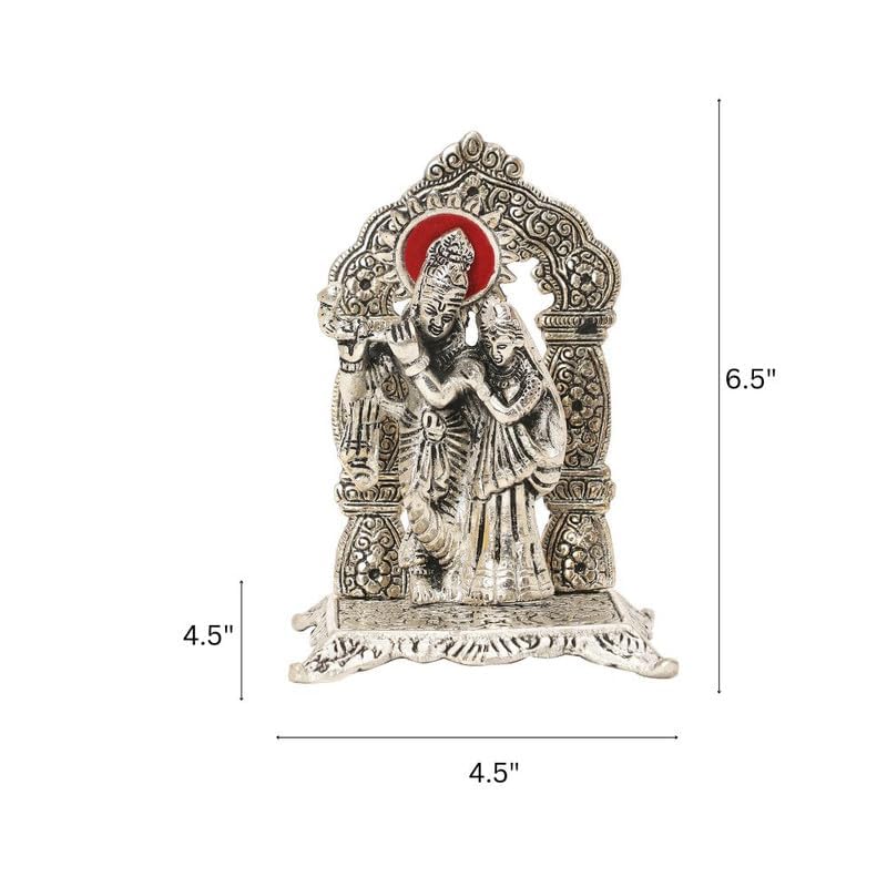 Silver Plated Radha Krishna Chowki God Idol for Home/Gift | Spiritual Significance | Symbol of Love and Devotion | Bringing Positive Energy | Ideal Gift Option