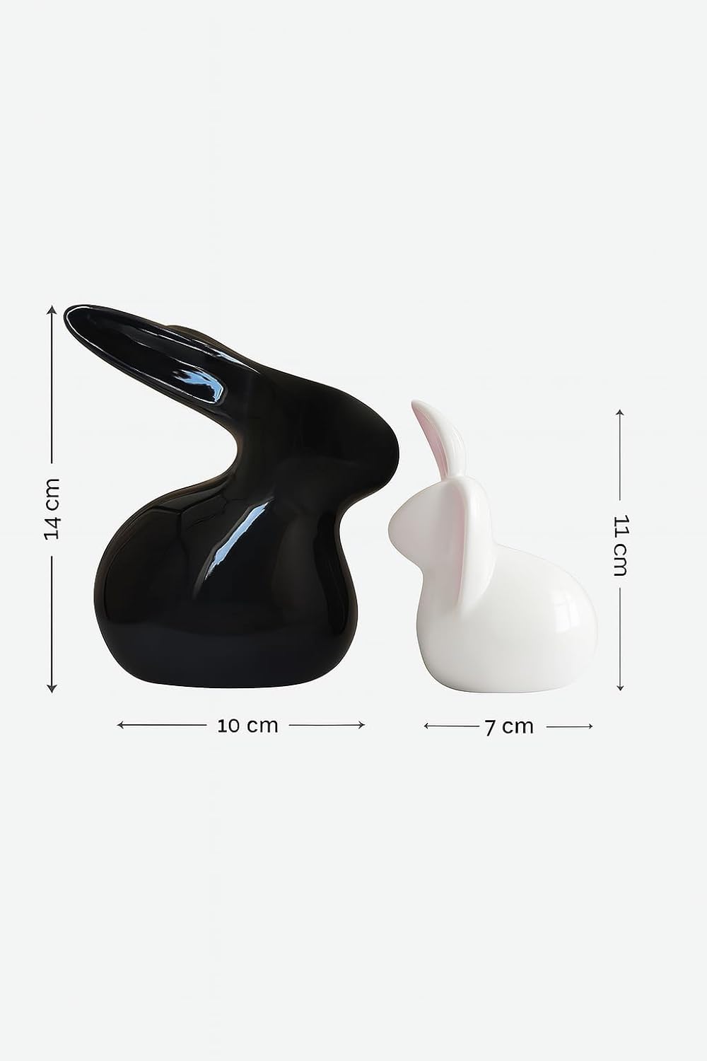 Home Décor Ceramic Rabbit Figurines (Set of 2, Black and White)