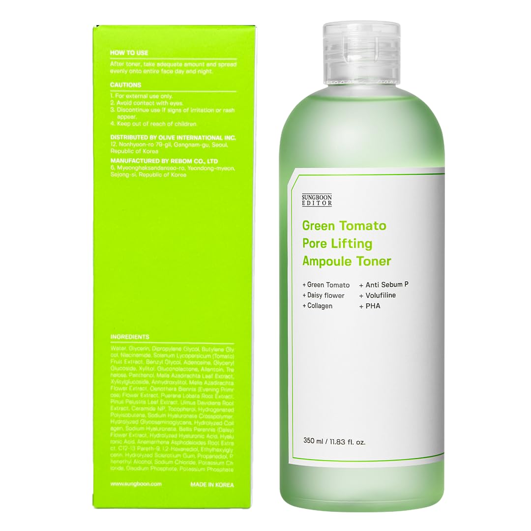 SUNGBOON EDITOR Green Tomato Pore Lifting Toner (350 ml) | Pore-Care Balancing Toner | Tightens, Hydrates & Controls Excess Oil