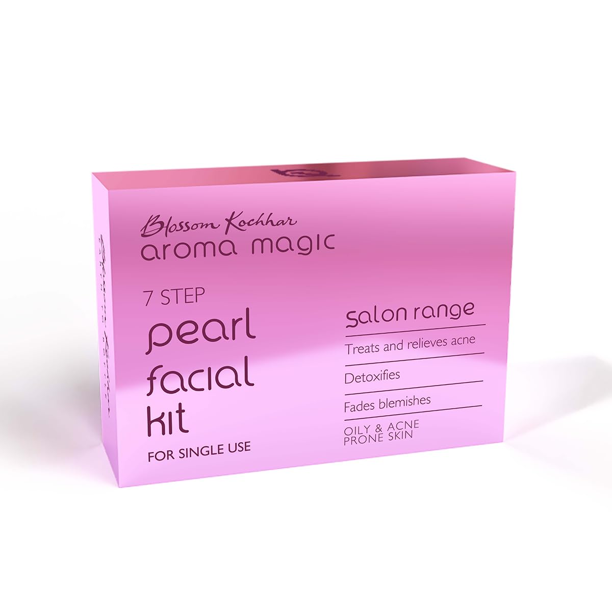 Aroma Magic 7 step Pearl Facial Kit| Anti-Acne, Detox & Lighten blemishes| Pearl Bhasma, Seaweed Extracts| Oily & Acne Prone Skin| Single Use| Pack of 1 (30g + 18ml)