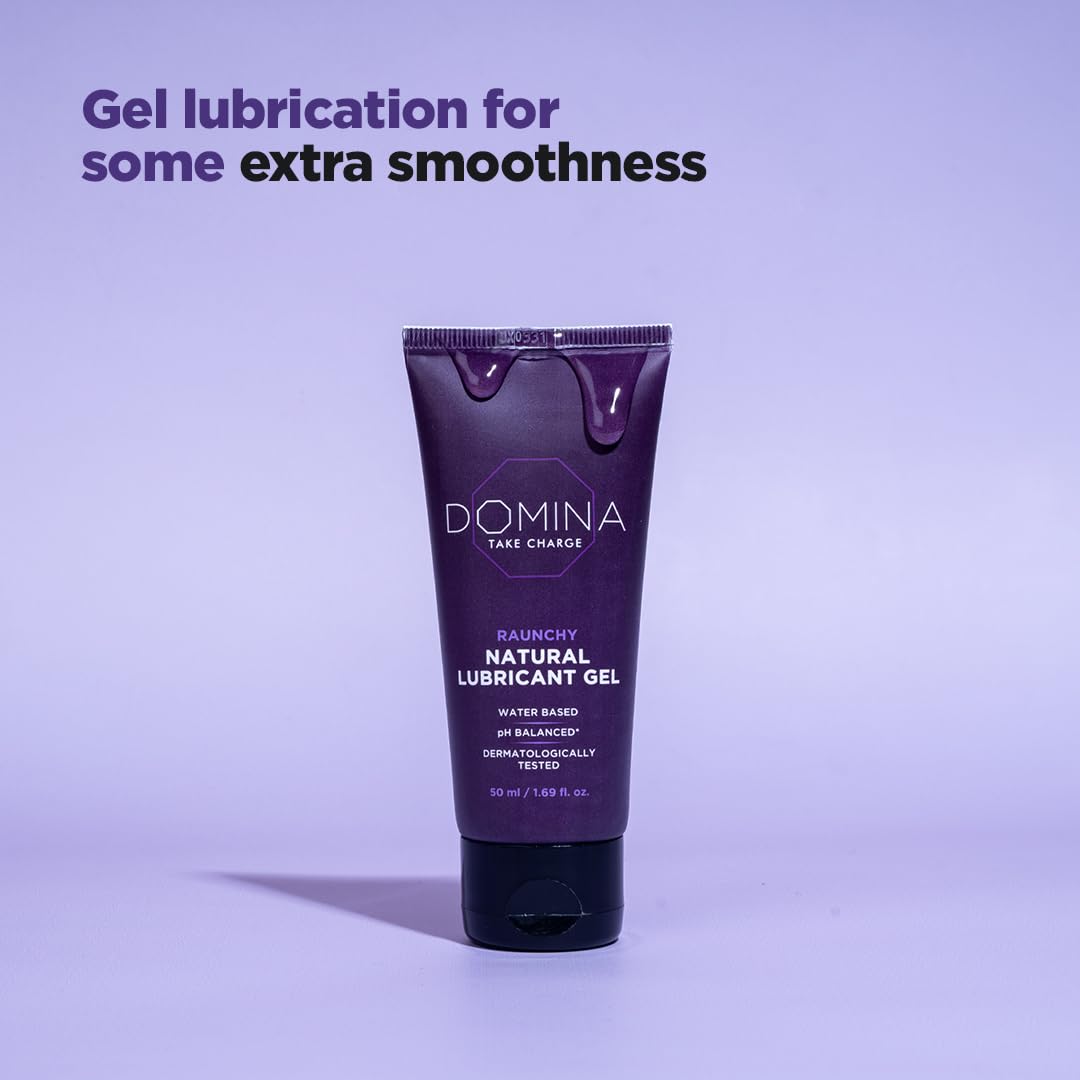 Domina Raunchy Natural Lubricant Gel | 50 ml | pH Balanced| Water-Based | Glycerine Free | Non-Sticky | Lube For Men & Women | Compatible With Condoms And Silicone Toys