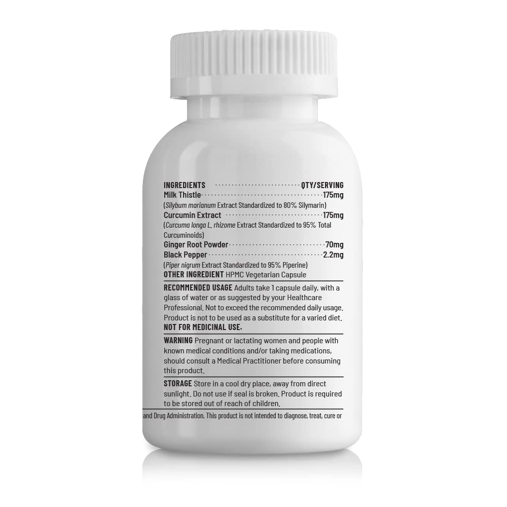 Zephivo Unived Liver Health with Milk Thistle, Curcumin, & Ginger, Supports Liver Health & Detoxification, 60 Servings, 60 Vegan Capsules