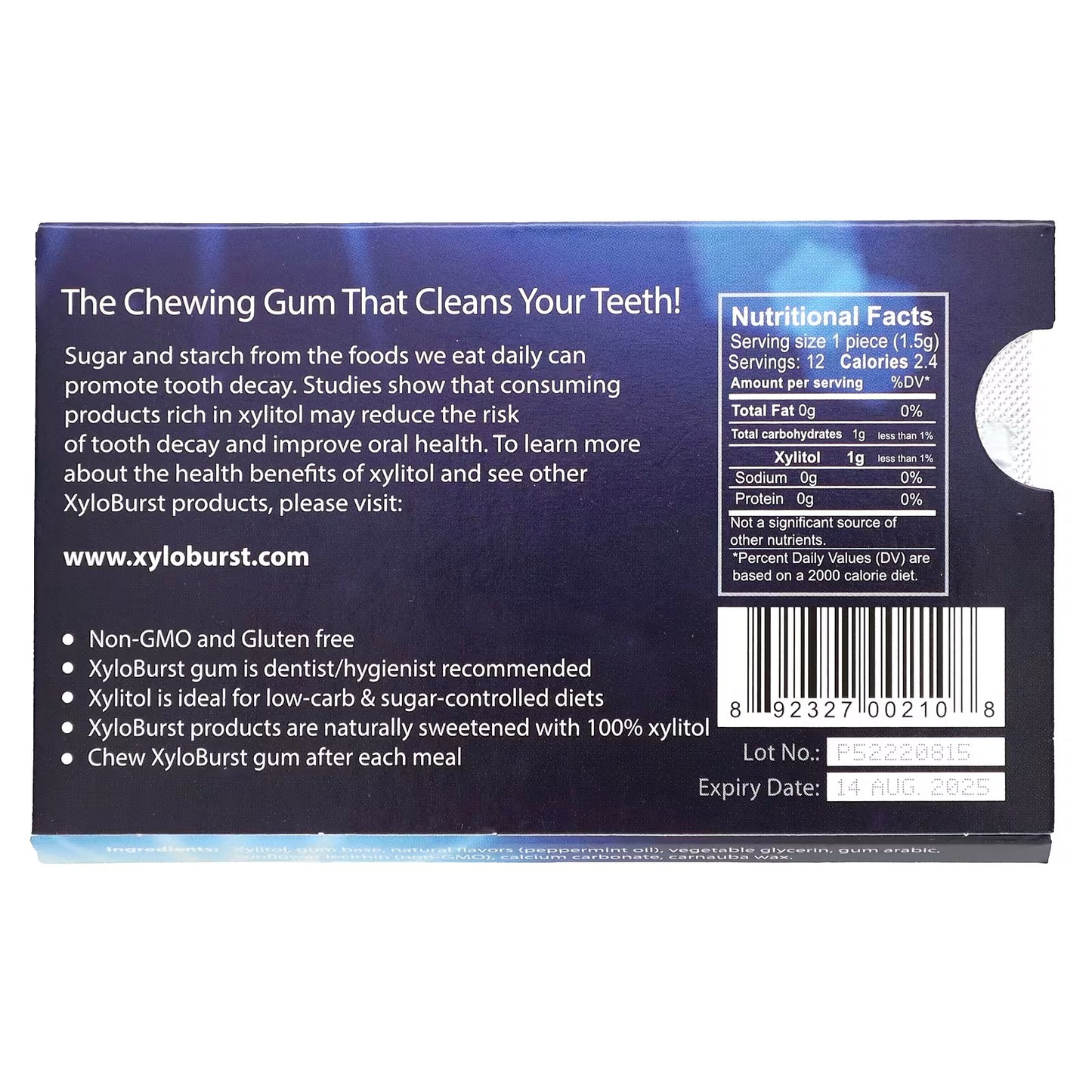 XyloBurst Gum | Xylitol Chewing Gum | Sugar Free, Gluten Free, Keto Friendly | Aspartame Free Gum For Oral Health | Peppermint | 12 Pieces, Pack of 1