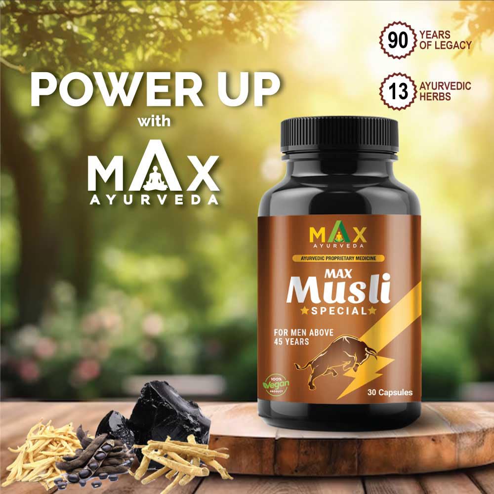 Max Ayurveda Musli Special Capsules For 45+ Men | Power, Strength, Energy and Stamina Booster | 100% Vegan | Premium Ayurvedic Supplement - (30 Capsules)