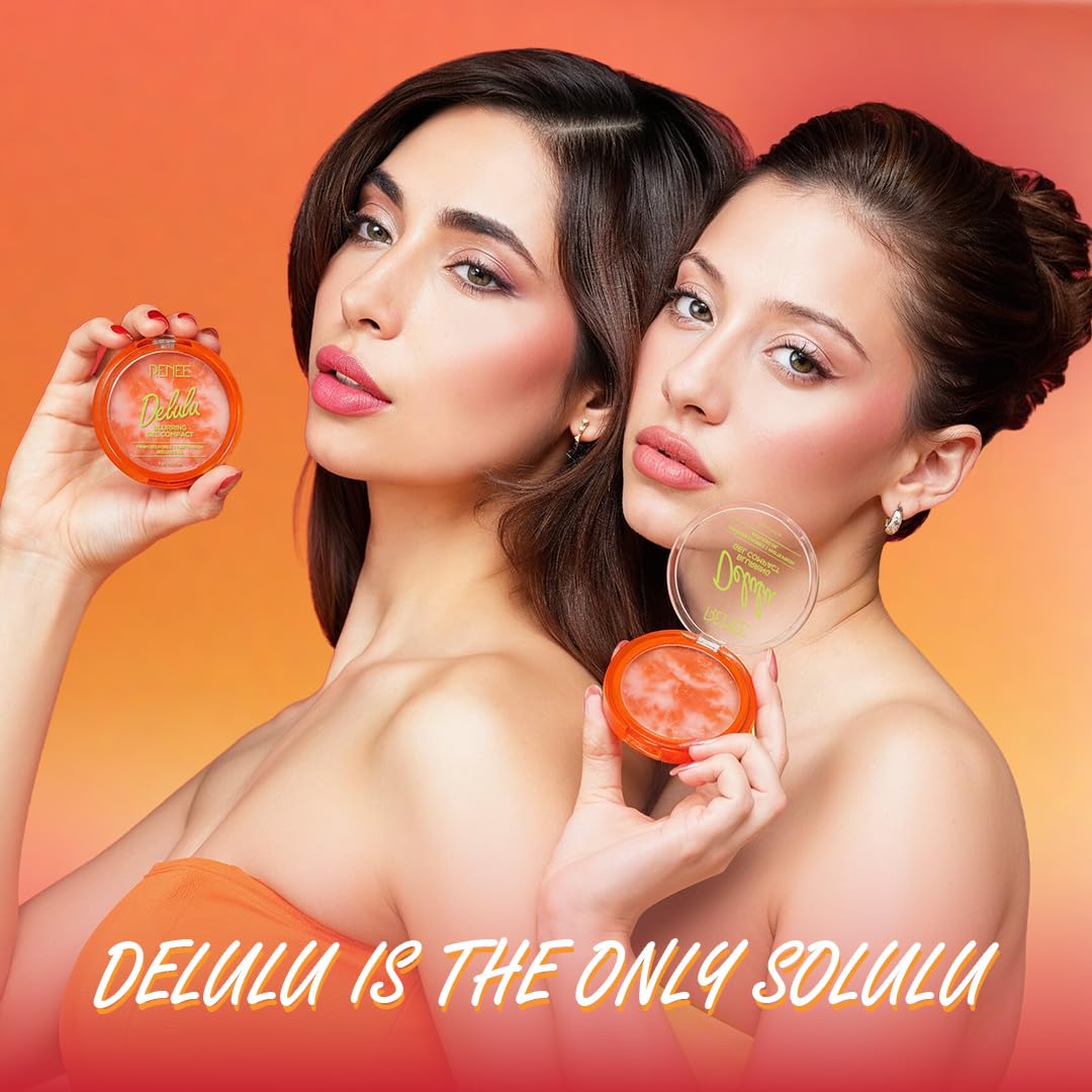 RENEE Delulu Blurring Gel Compact | Matte Finish, Controls Excess Oil, Reduces Shine, Blurs Pores | With Jojoba Oil and Vitamin E, For All Skin Types | 5g