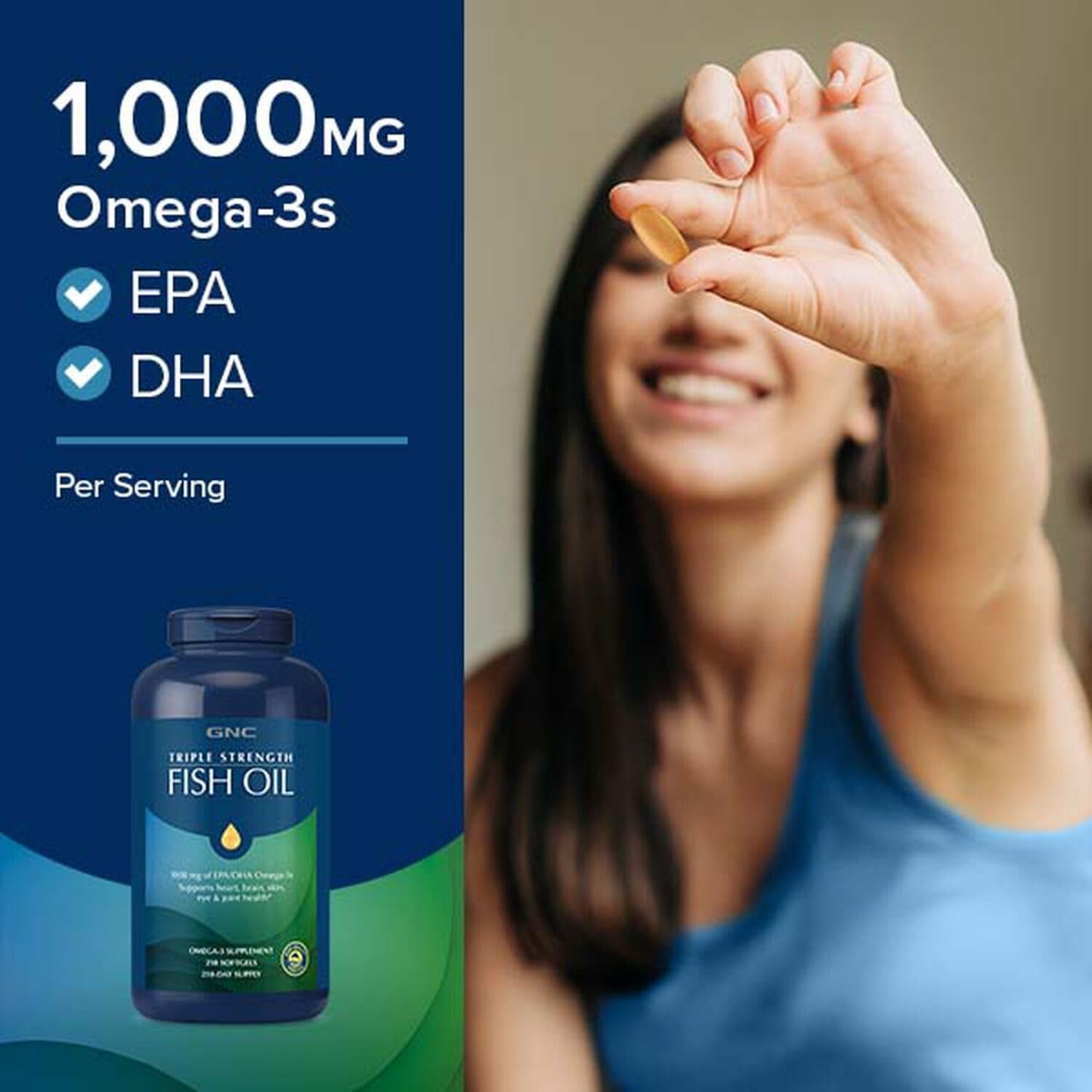 Zephivo GNC Triple Strength Fish Oil Mini Omega 3 Capsules for Men & Women | 120 Mini Softgels | 900mg EPA & DHA | Improves Memory | Protects Vision | No Fishy Burps | Supports Family Health | USA Formulated