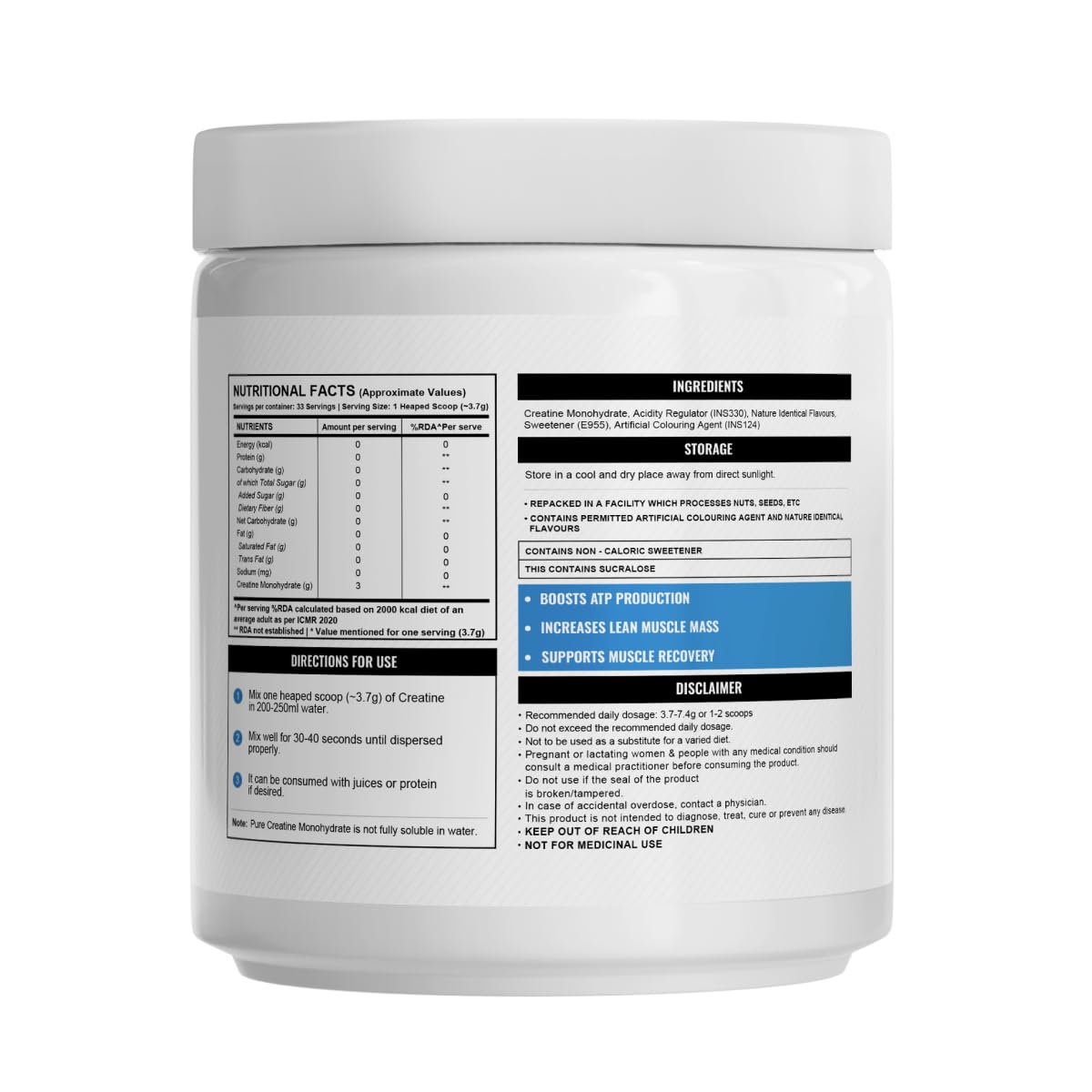 Wellcore - Pure Micronised Creatine Monohydrate | Fruit Fusion (122g, 33 Servings), Rapid Absorption, Enhanced Muscle Strength & Power, Fast Recovery, Increased Muscle Mass