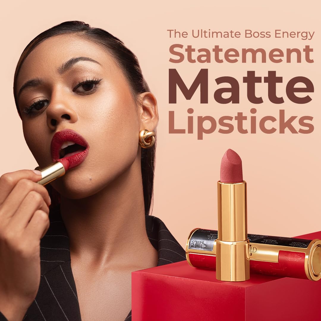 LoveChild Masaba Statement Matte Lipstick, Warm Regards (Maroon), Smooth Glide, Bold Matte Finish, Long-Lasting Lipsticks With Mango Butter Nourishing and Intense Color Payoff, Lightweight, 4g
