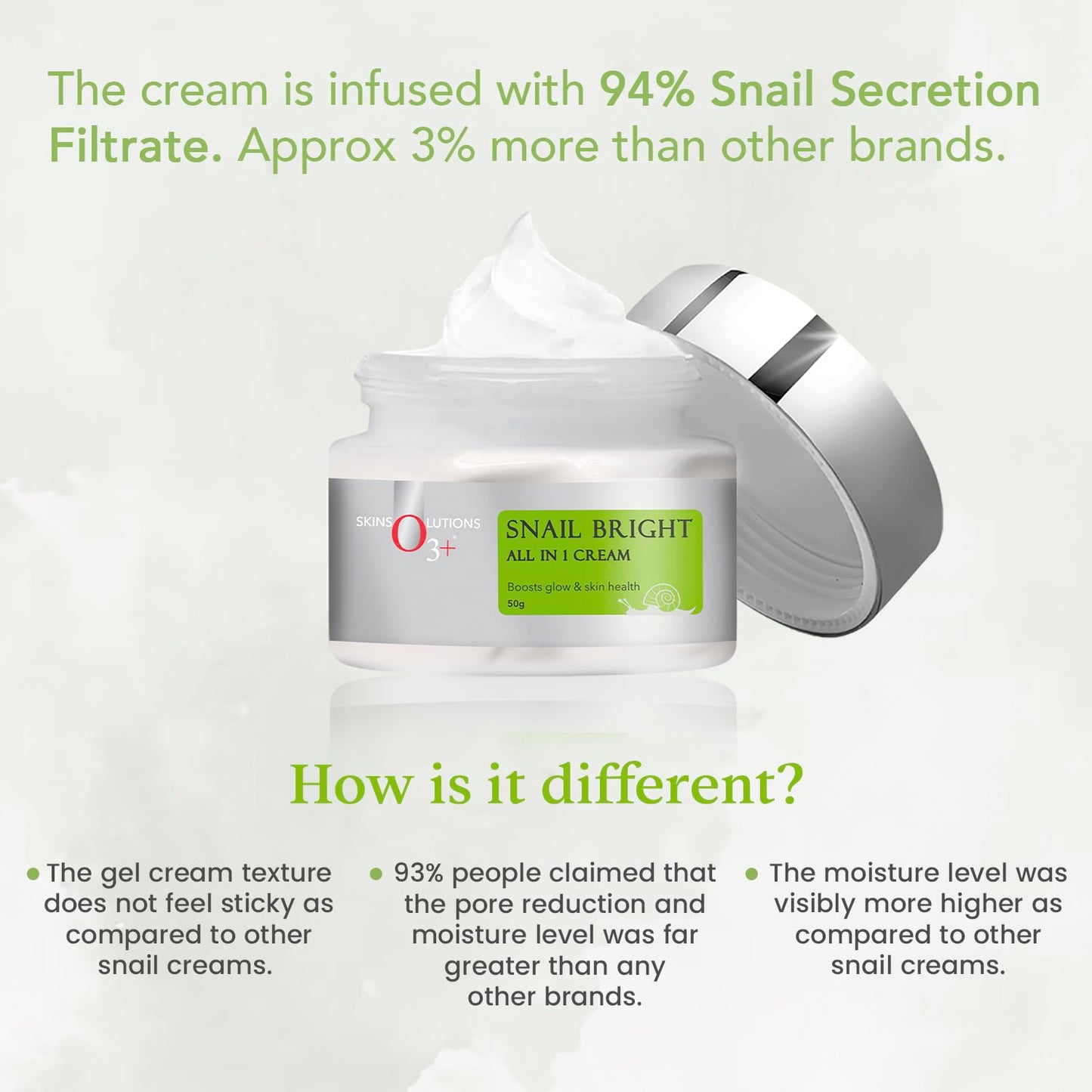 O3+ Snail Bright All in 1 Cream, 50g
